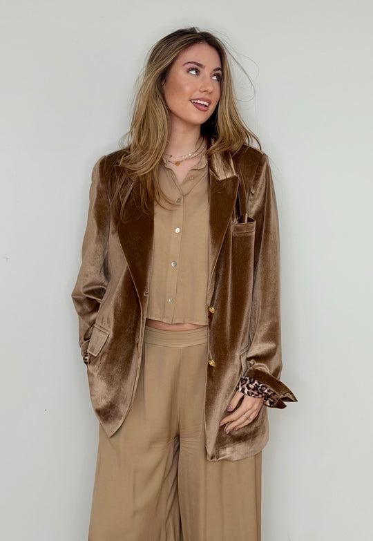Velvet blazer jacket champagne