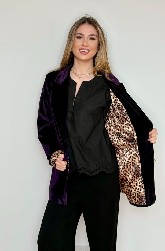 Velvet blazer jacket Purple