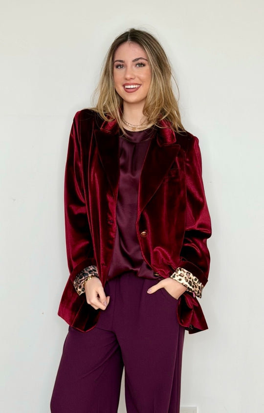 Velvet blazer jacket Burgundy