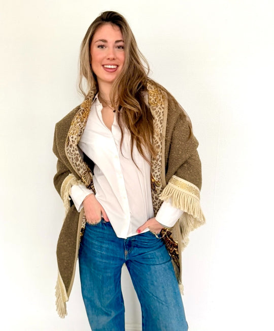 reversible shawl Dreaming-Taupe
